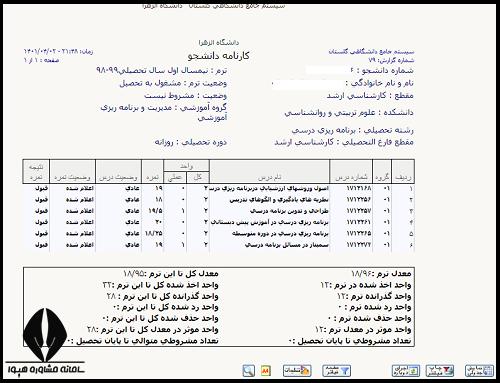 کارنامه دانشجویی دانشگاه سراسری